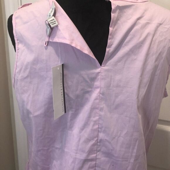 Signature Studio pink ruffle peplum sleeveless top - Picture 9 of 9